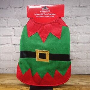 Holiday Home One Piece Elf Pet Dog Costume Size Medium (Pets 10-19 lbs)